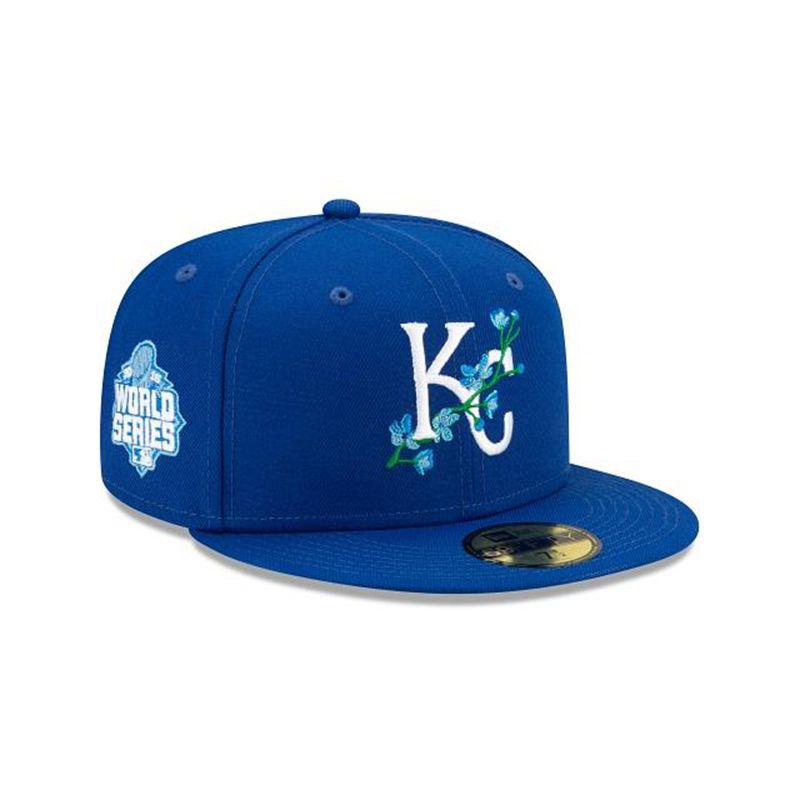 MLB Kansas City Royals Side Patch Bloom 59Fifty Fitted (HAS2806) - Blue New Era Caps